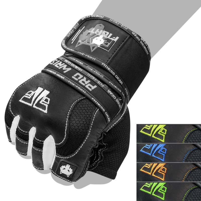 FOX-FIGHT PRO WRIST BLACK Fitness- Kraftsporthandschuhe aus echtem Leder XL - black