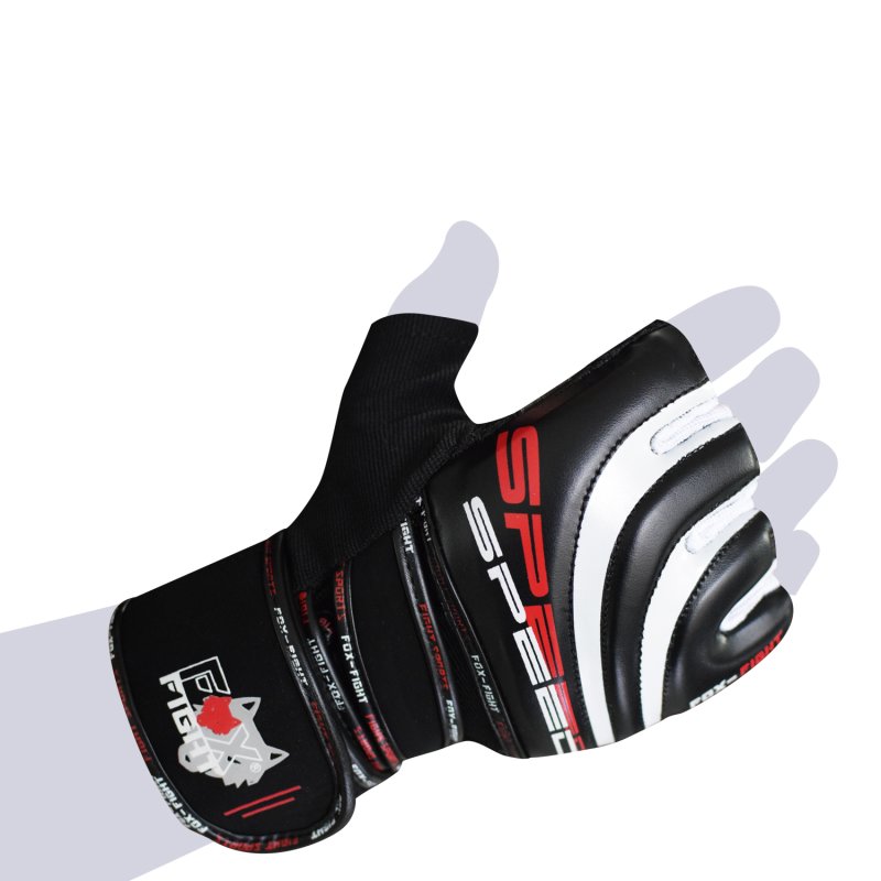 FOX-FIGHT SPEED Gel Trainingshandschuhe aus PU Leder L schwarz / weiss