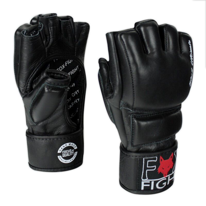 FOX-FIGHT BLACK ULTIMATE MMA Handschuhe aus echtem Leder