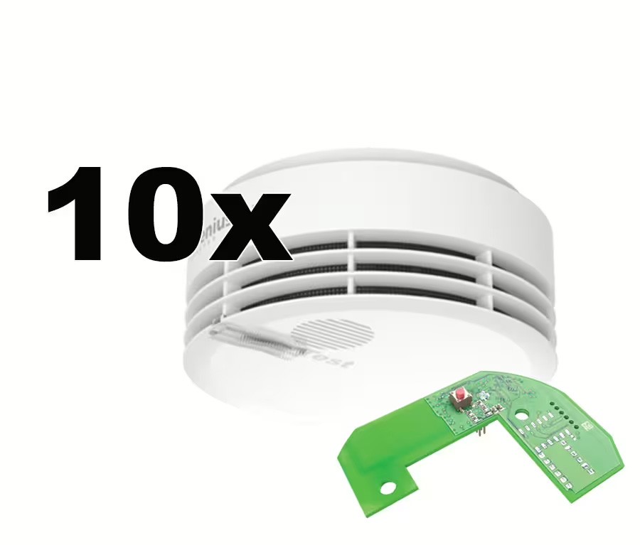 Hekatron Genius Plus X Rauchmelder + Funkmodul Basis X - 10er Pack