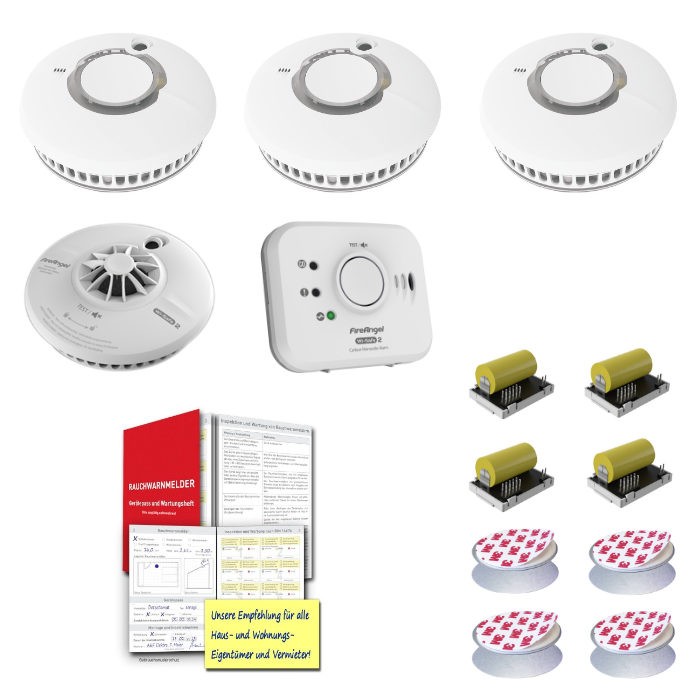 Rauchmelder-Set f?r 3-Zimmer Wohnung inkl. Hitze- und CO-Melder