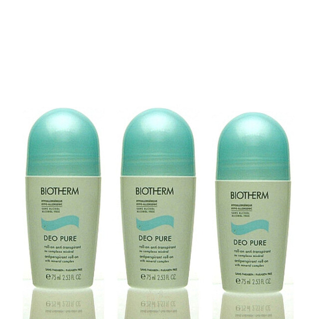 3x Biotherm Deo Pure Roll-on 75 ml = 225 ml