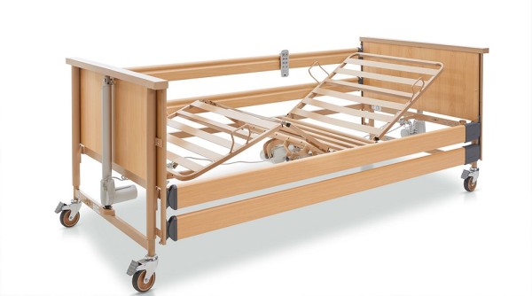 Burmeier Pflegebett Dali mit Holzliegefläche, Bluetooth-HS