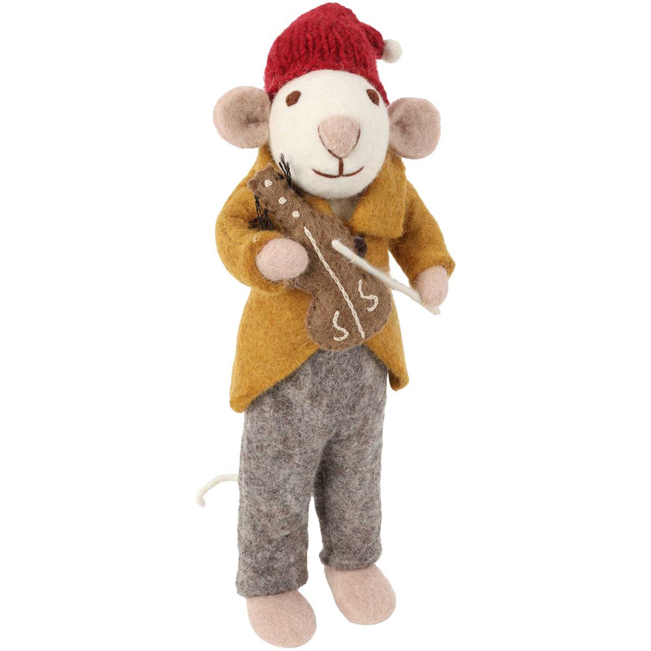 Gry & Sif Orchester Maus mit Violine Höhe 27 cm senf, grau, rot''