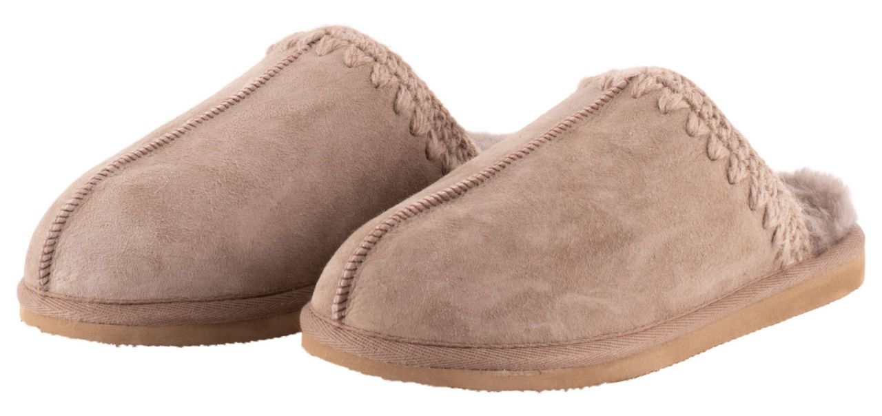 Shepherd of Sweden Damen Pantoffel Leder / Fell mit Gummisohle...