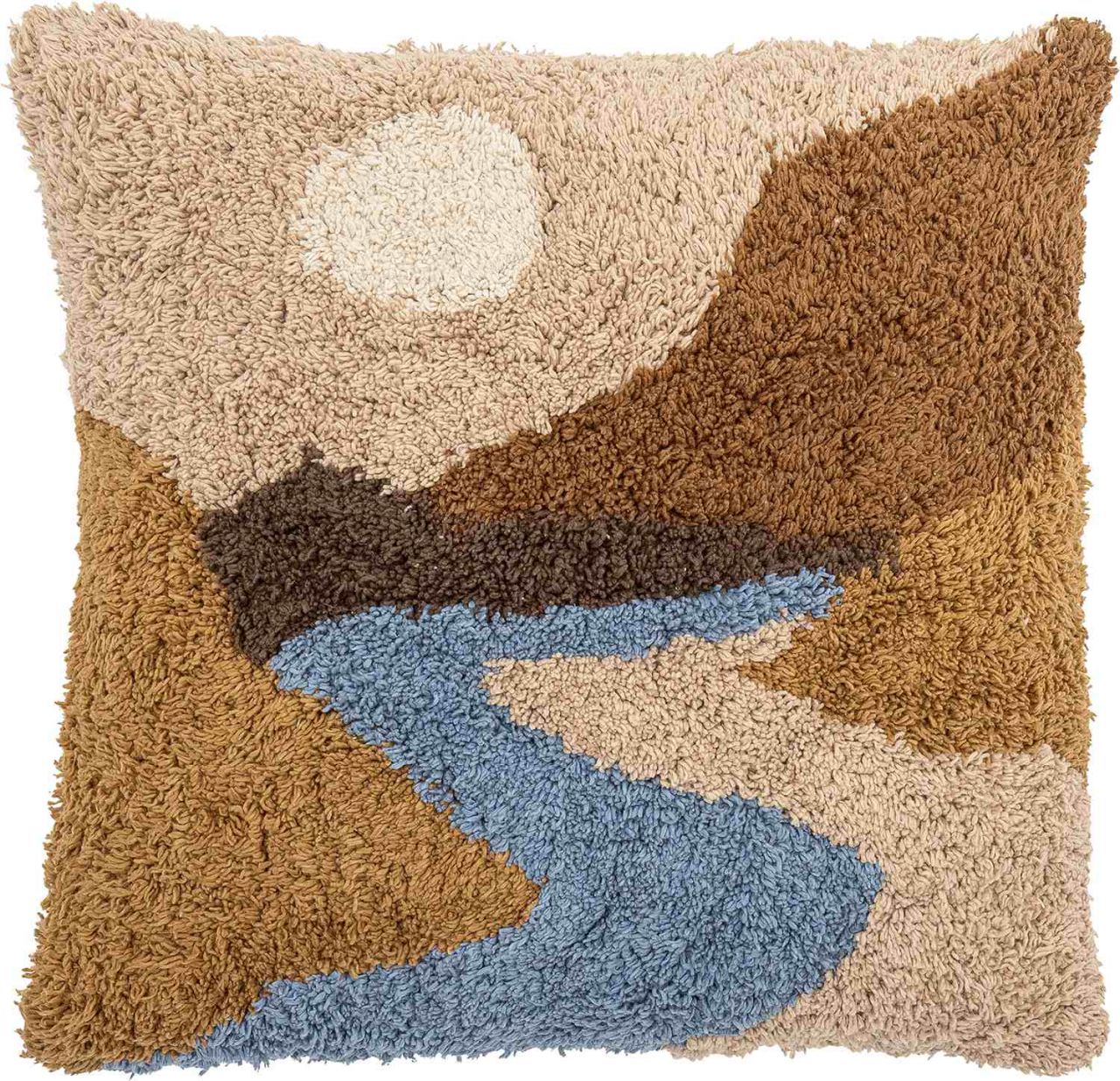 Bloomingville Kissen 45x45 cm braun, blau, beige Leoni''