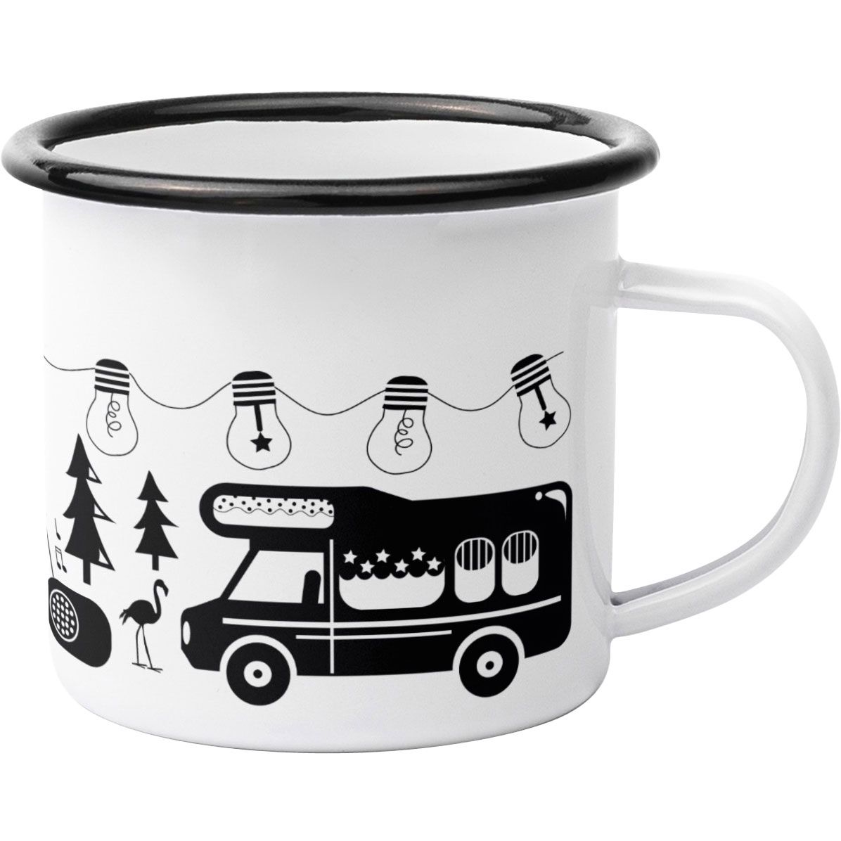 Anneko Design Tasse / Becher Emaille 0,3 l Vanlife schwarz, weiß''