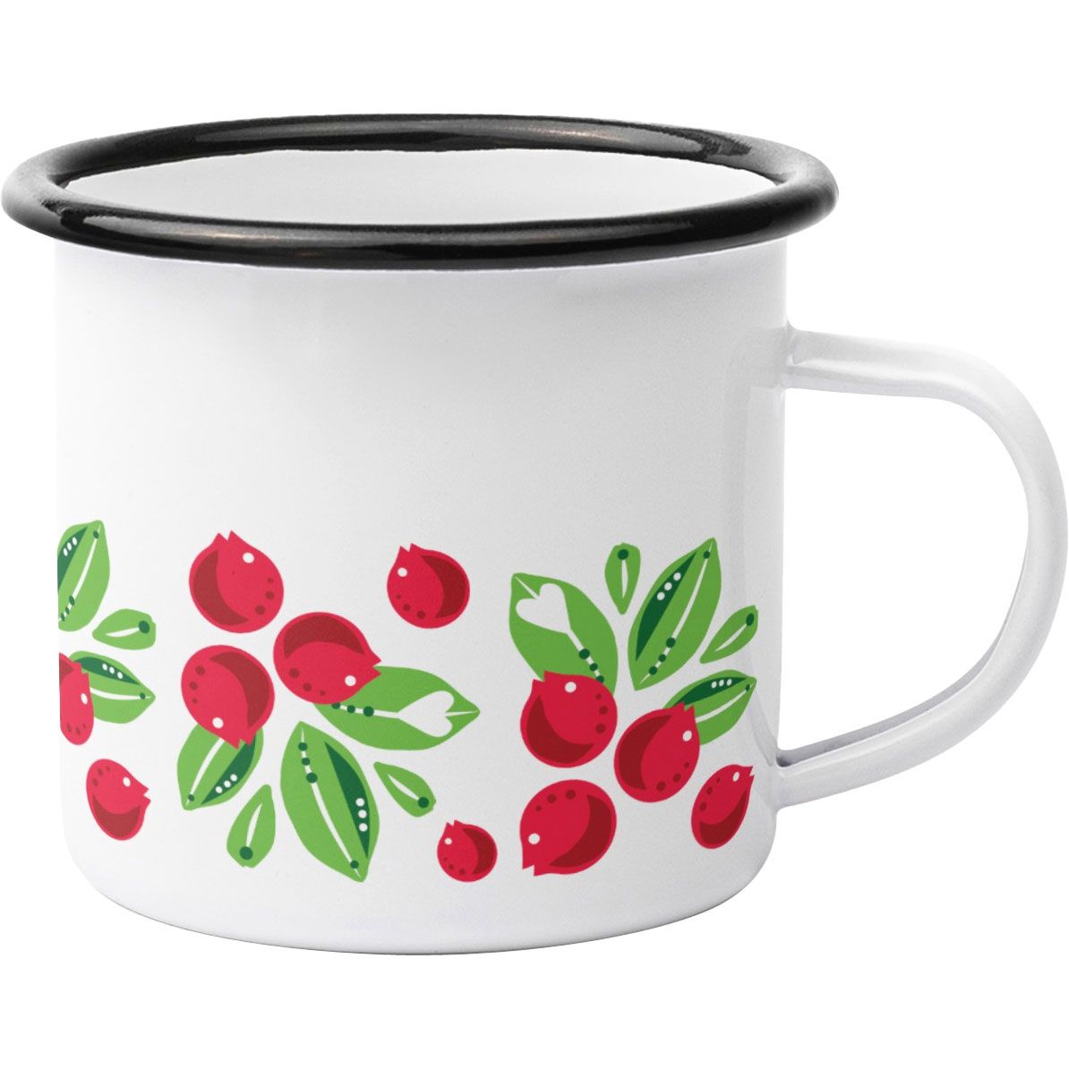 Anneko Design Tasse / Becher Emaille 0,3 l Preiselbeer weiß, rot,...