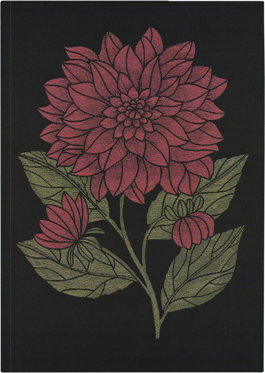 Ekelund Sommer Dahlie Dekorativ Geschirrtuch (Öko-Tex) schwarz, rot''