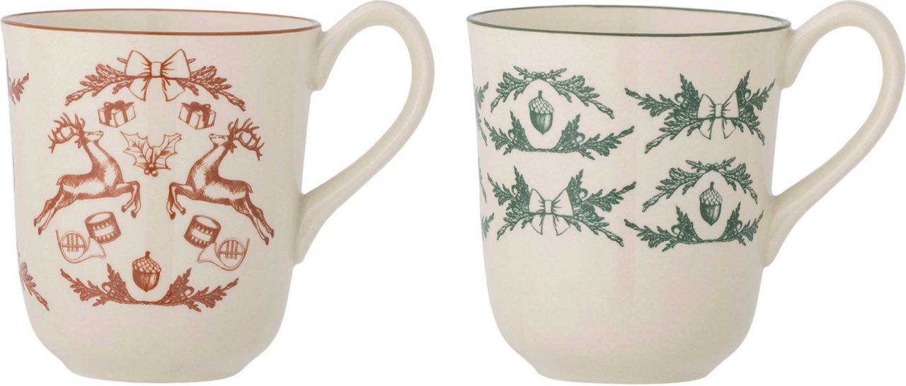 Bloomingville Tasse / Becher weihnachtliche Ornamentik 0,3 l rot,...