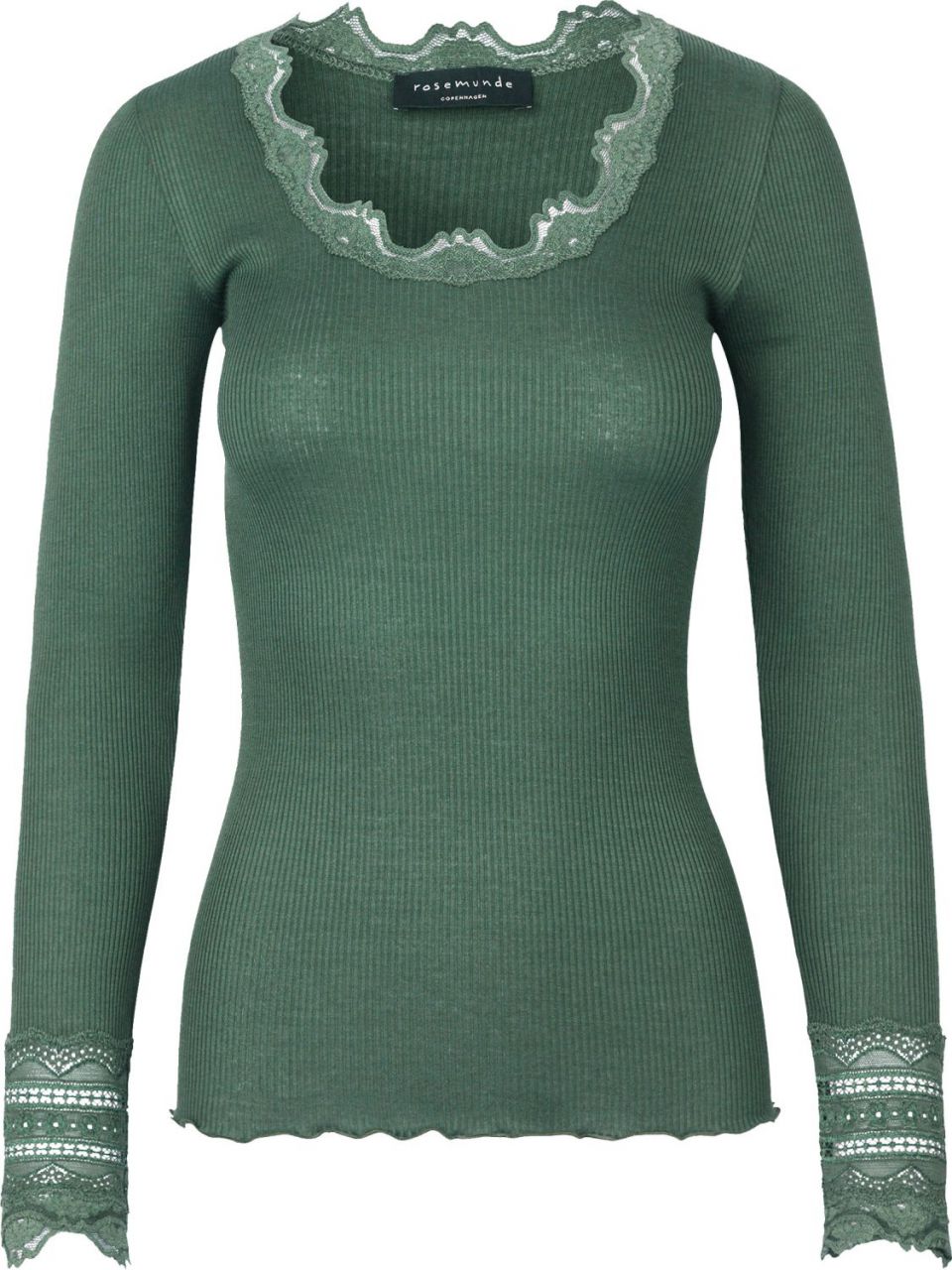 Rosemunde Copenhagen Damen T-Shirt Seide breite Spitze / Langarm...