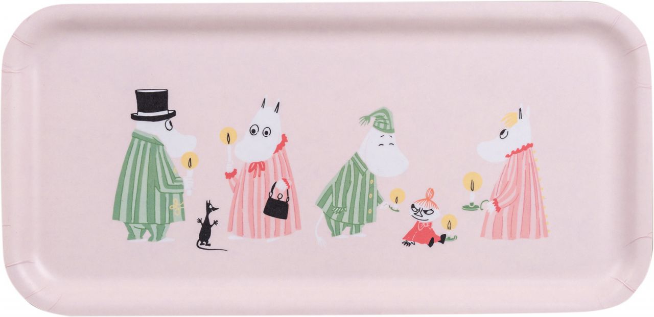 Muurla Mumins Schlafanzug Tablett 13x27 cm rosa, mehrfarbig''