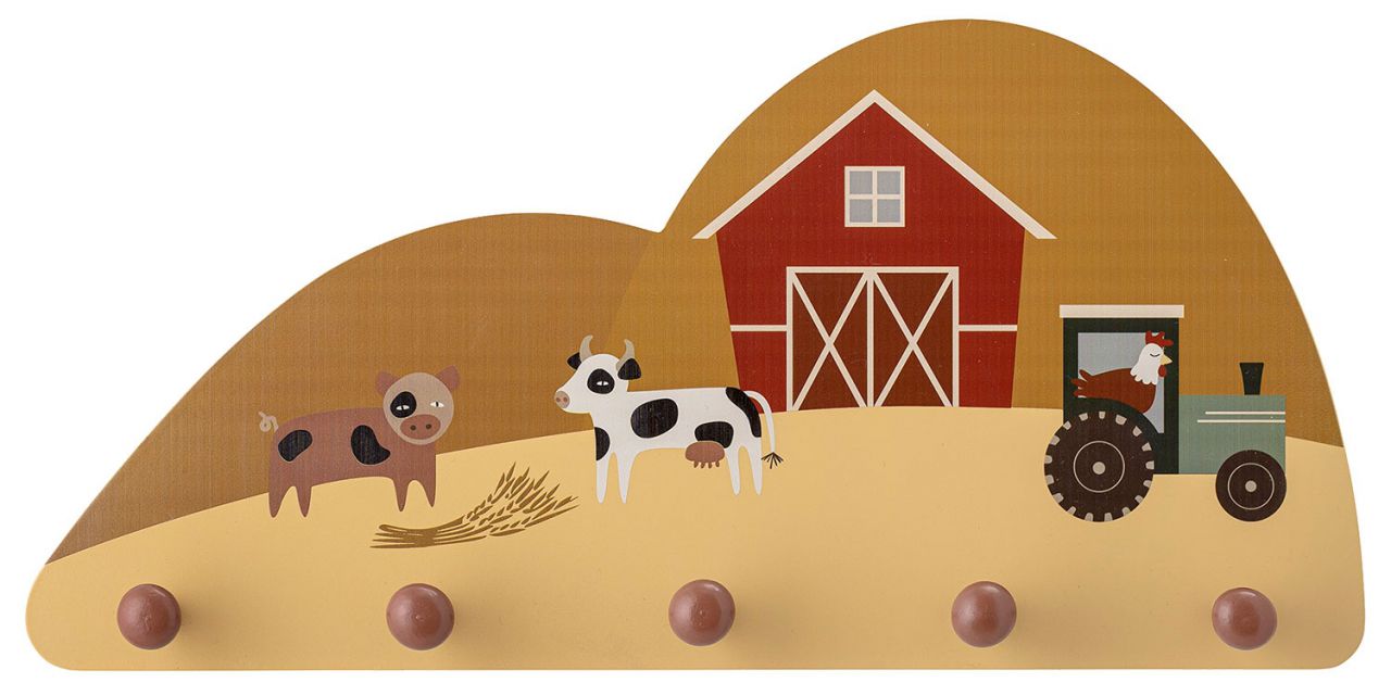 Bloomingville Mini Hakenleiste Bauernhof 5 Haken MDF Länge 42 cm...