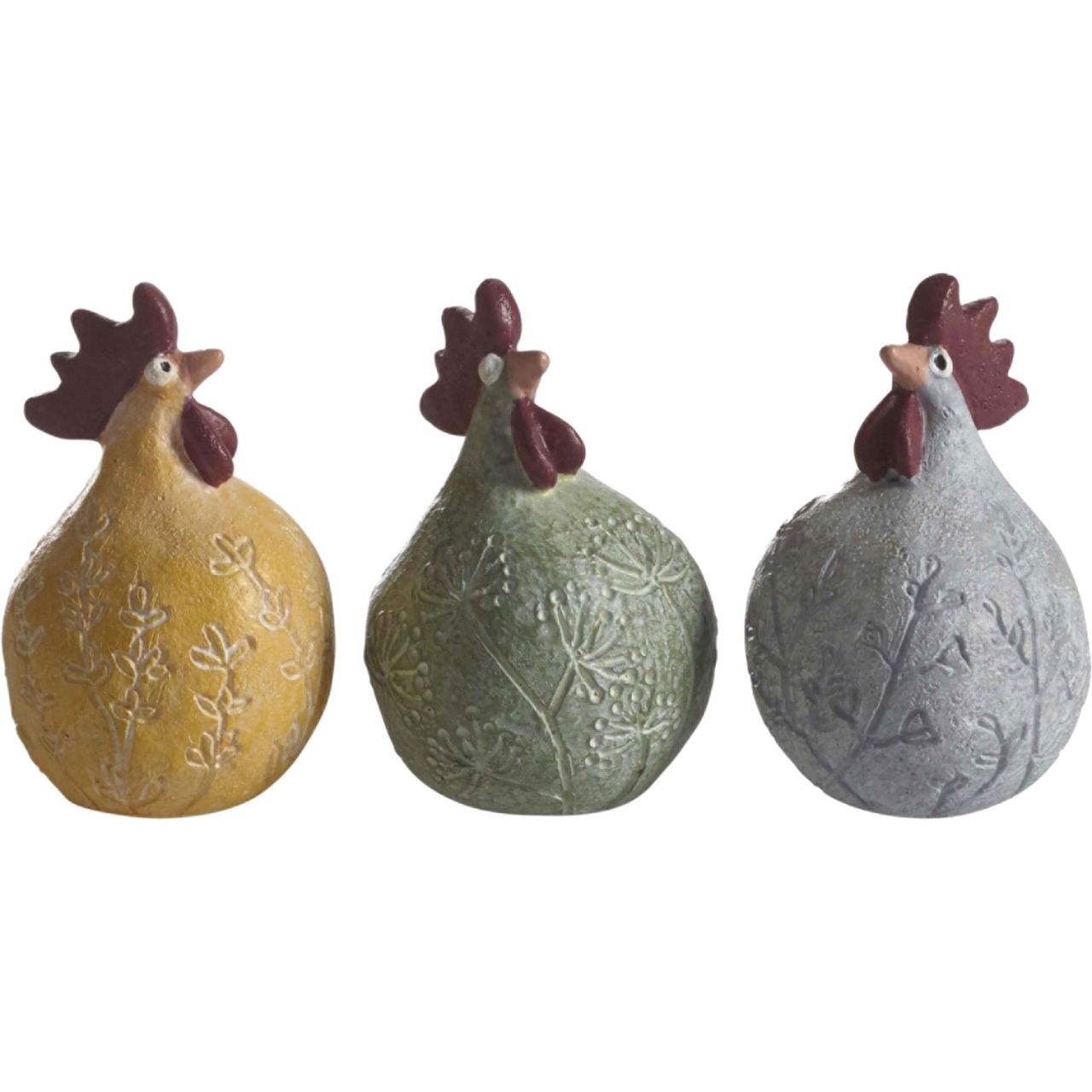 Nääsgränsgården Osterhühner Flora 3er Set Höhe 5,2 cm weiß, gelb,...