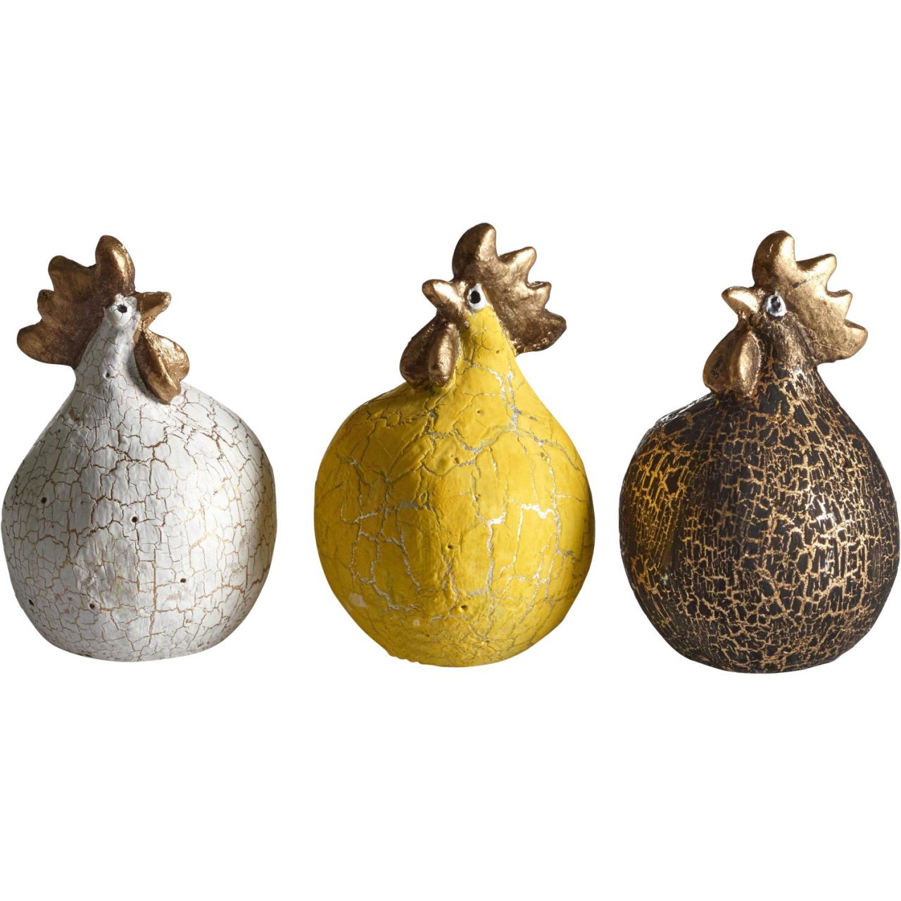 Nääsgränsgården Osterhühner cracked 3er Set Höhe 5,2 cm schwarz,...