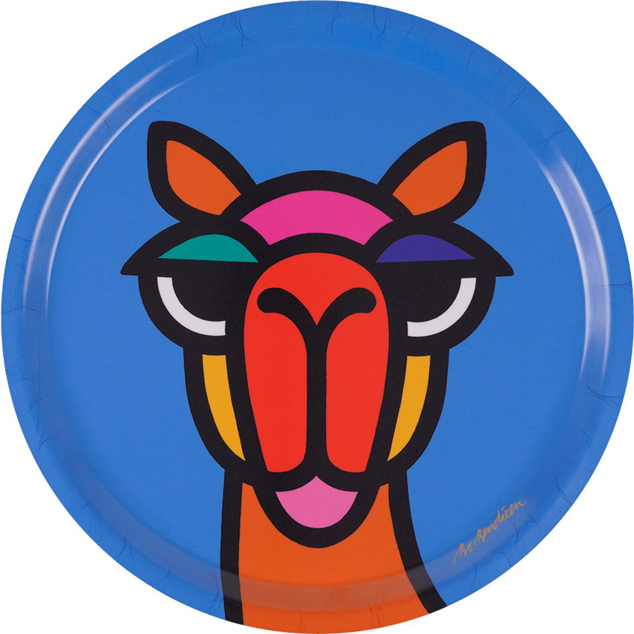 Bo Bendixen Tablett Ø 31 cm rot, blau, mehrfarbig Kamel''