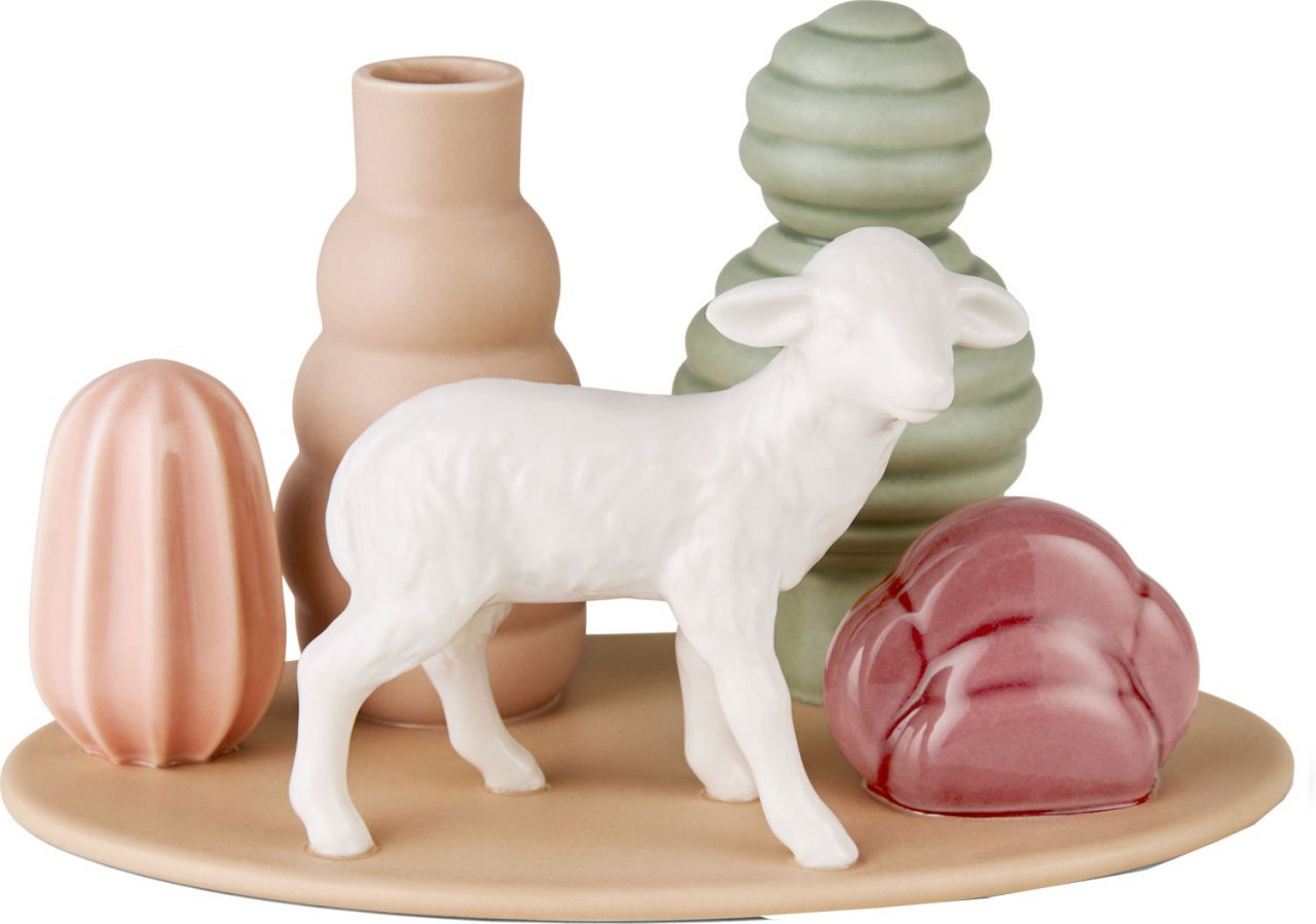 Dottir Nordic Design Sweet Stories Vase Lamm mit Figuren dusty...