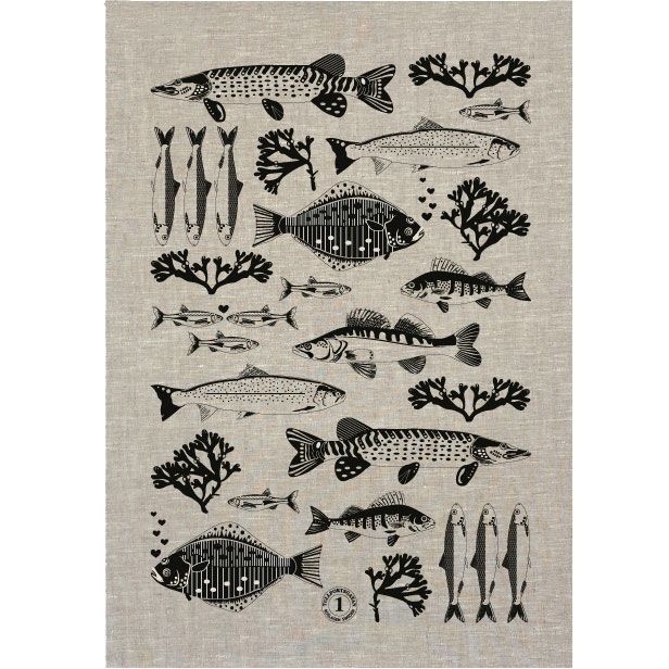 Anneko Design Geschirrtuch Fische 50x70 cm schwarz, natur''