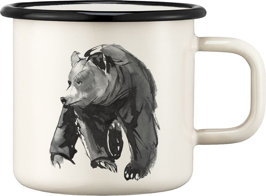 Muurla Teemu Järvi Bär Tasse / Becher Emaille 0,37 l creme, schwarz''