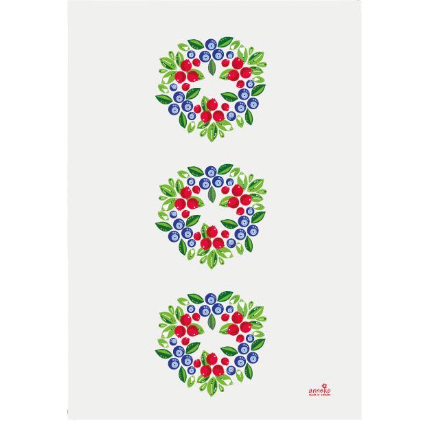 Anneko Design Geschirrtuch Beerenkranz 50x70 cm grün, rot, weiß''
