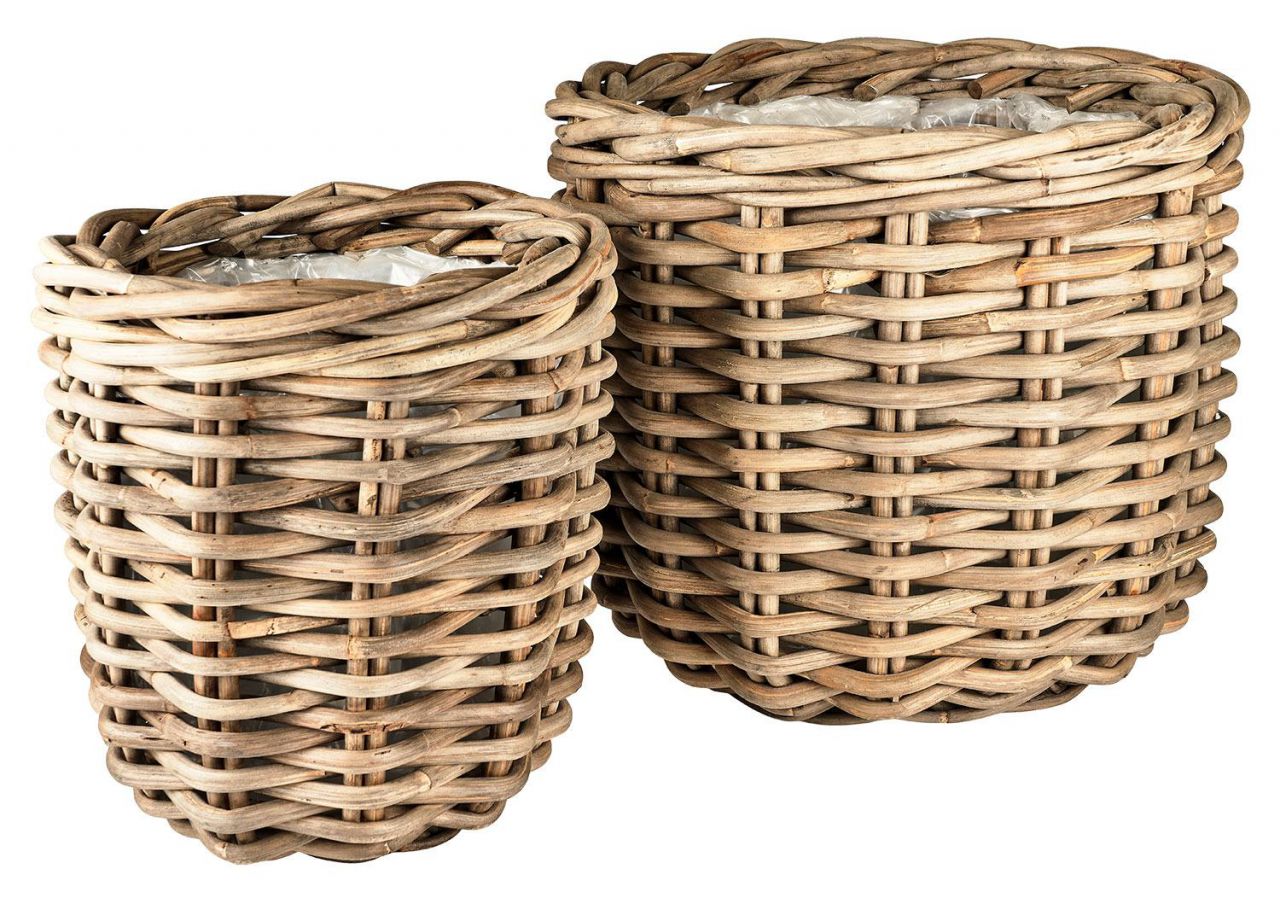 Villa Collection Pflanzenkorb Set 2 Stk. Rattan Höhe 42 cm Ø 38 cm...