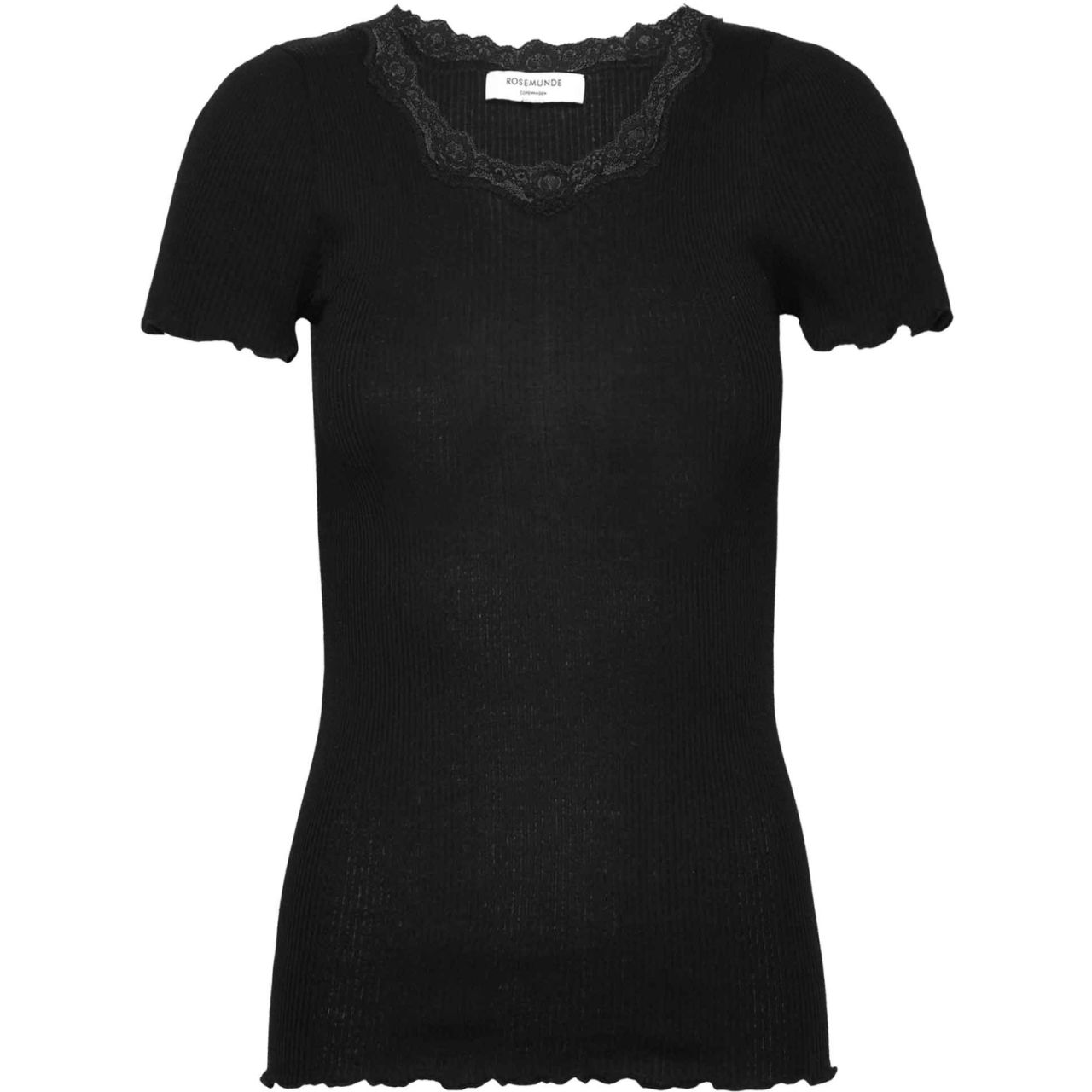 Rosemunde Copenhagen Damen T-Shirt Spitze / Rundhals Seide 100004...