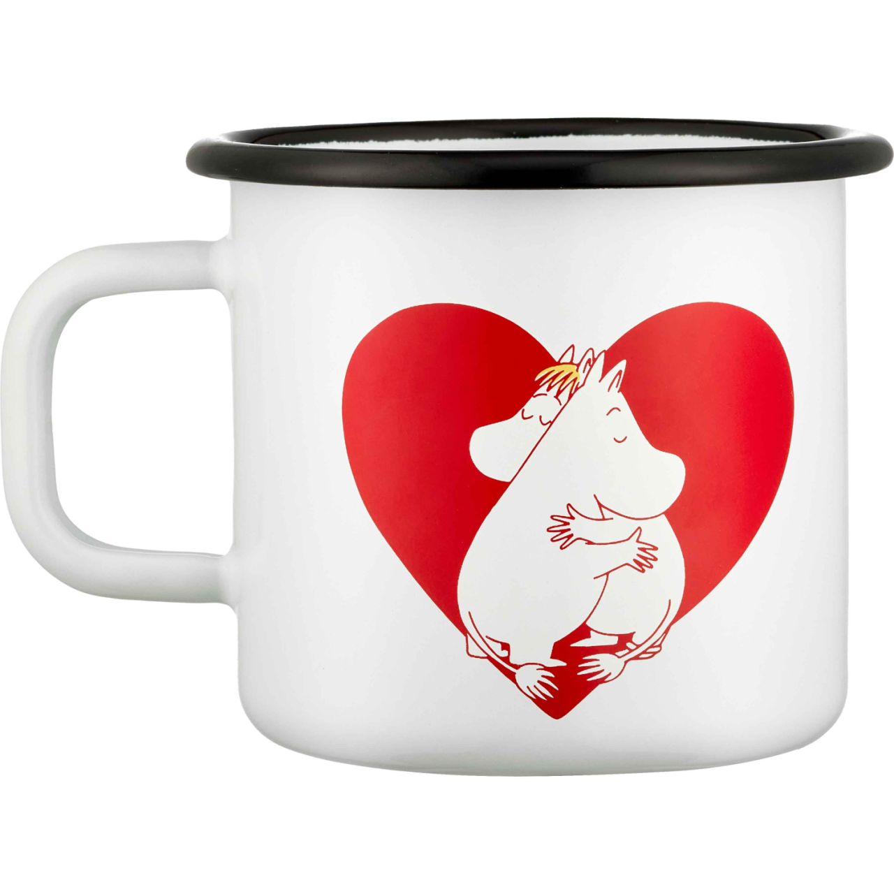 Muurla Mumin Herz Tasse / Becher Emaille 0,37 l  rot, weiß''