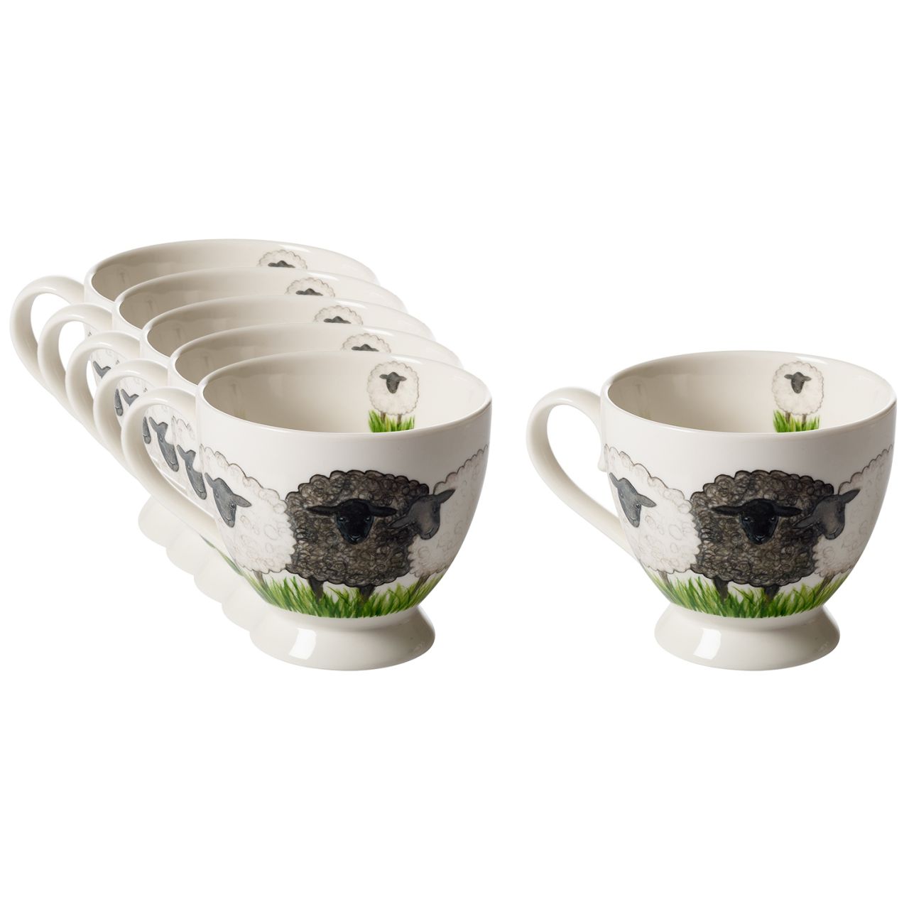 Nääsgränsgården Schafe Tasse / Becher 0,4 l weiß, mehrfarbig 6 Stk.''