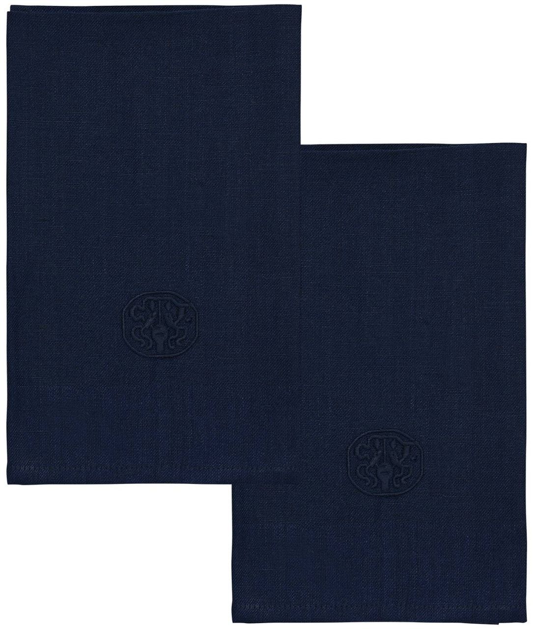 Georg Jensen Damask Plain Stofferviette Leinensatin dunkelblau 2...