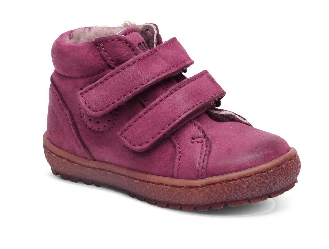 Bisgaard Mädchen Kinder Ledersneaker mit Fell Klettverschluß pink''