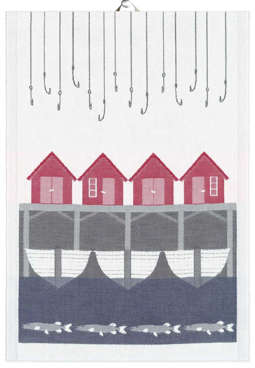 Ekelund Maritim Fischerdorf Geschirrtuch (Öko-Tex) 35x50 cm rot,...