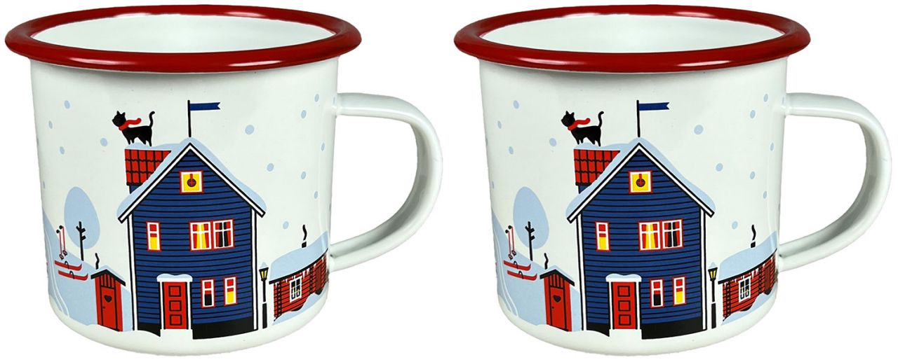 Citronelles Schweden Winterhaus Tasse / Becher Emaille 0,3 l 2...