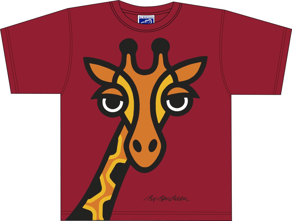 Bo Bendixen Unisex Kinder T-Shirt rot Giraffe''