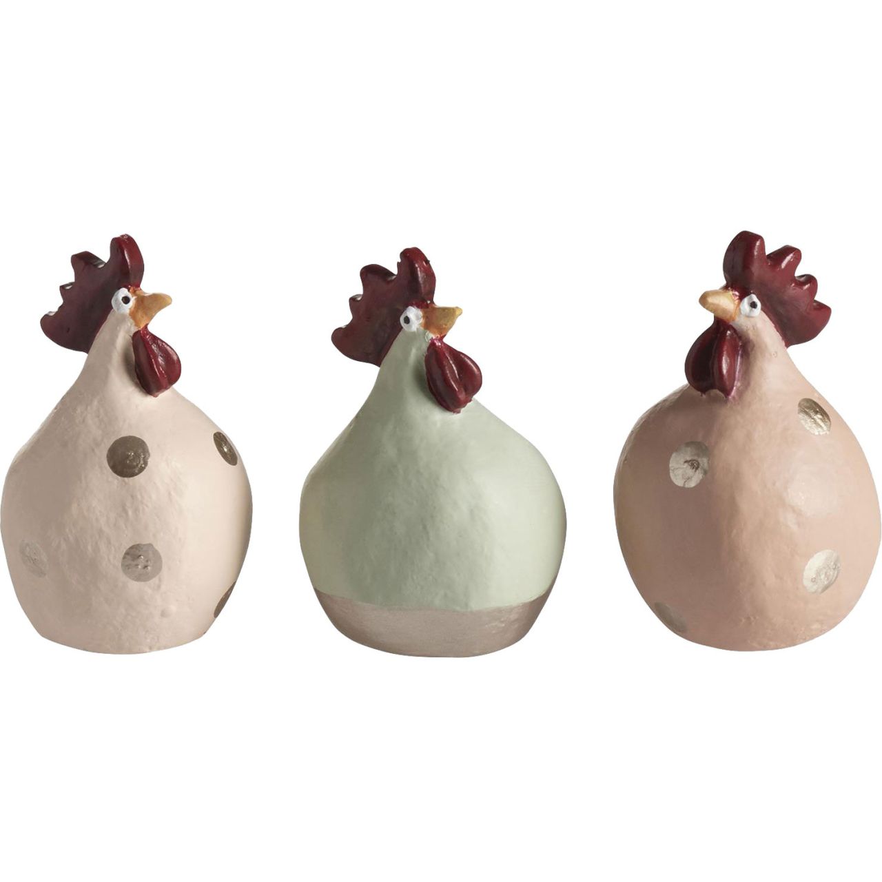 Nääsgränsgården Osterhühner Soft Colors 3er Set Höhe 5,2 cm puder,...