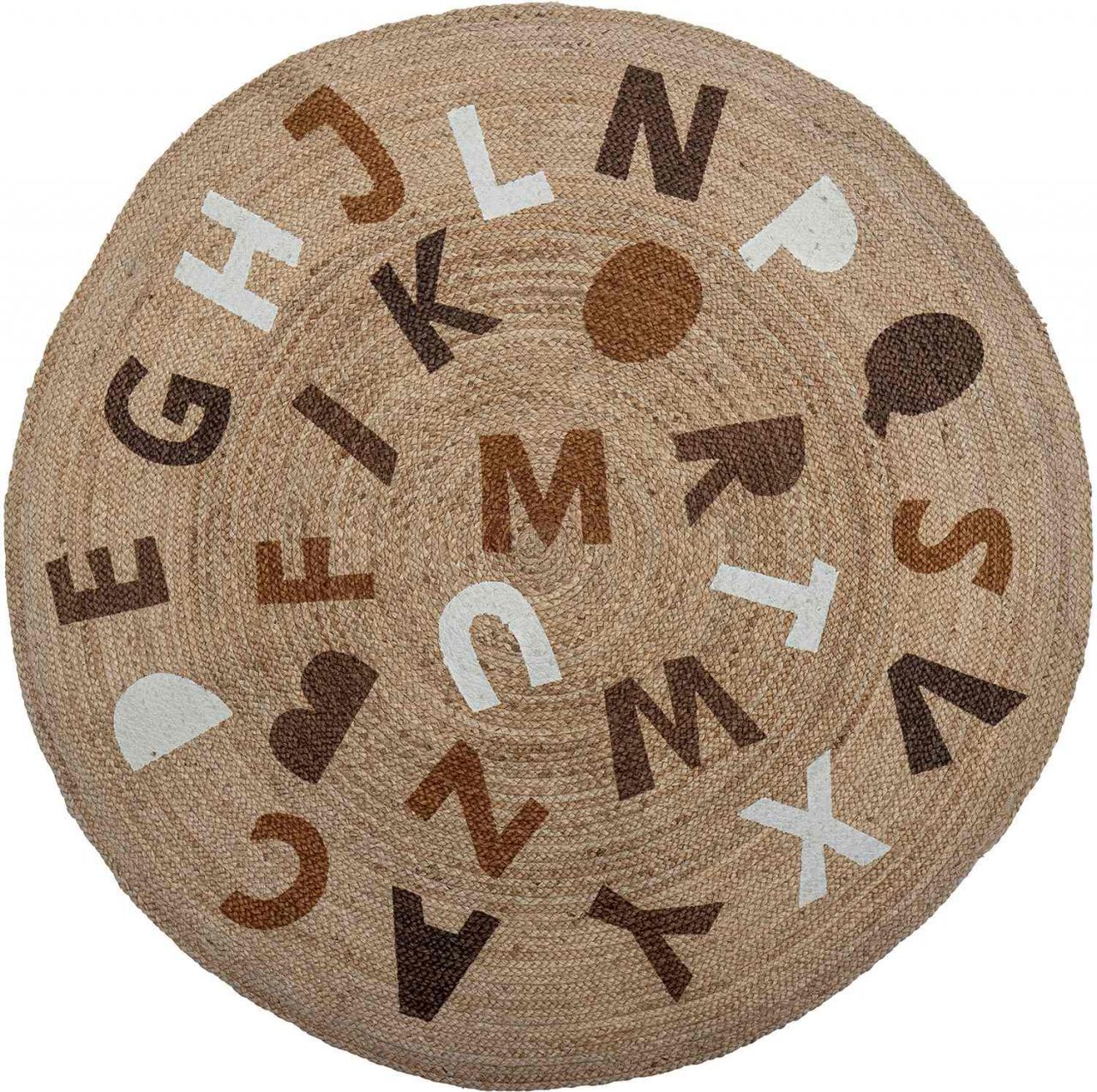 Bloomingville Mini Buchstabenteppich Jute Ø 130 cm braun, natur...