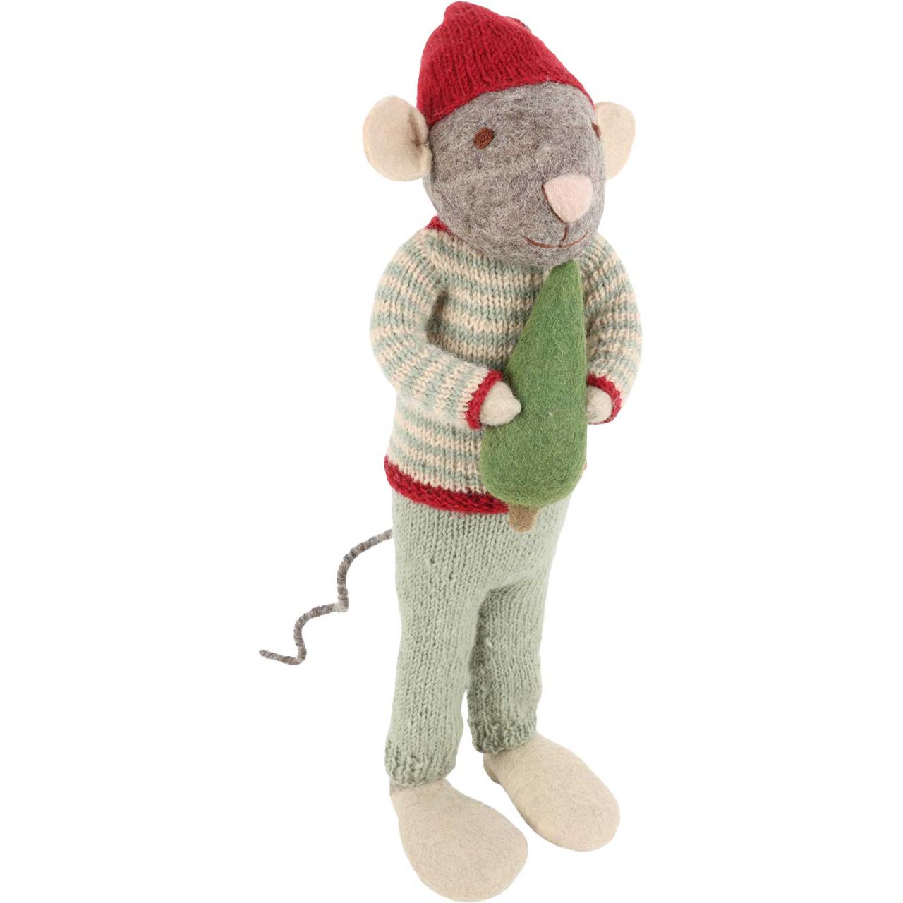 Gry & Sif Weihnachtsmausmann mit Baum Höhe 60 cm hellgrau, rot''