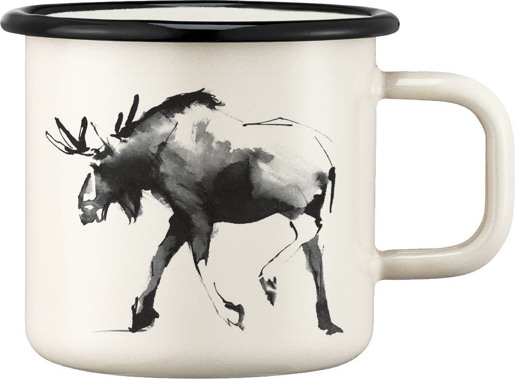 Muurla Teemu Järvi Elch Tasse / Becher Emaille 0,37 l creme, schwarz''
