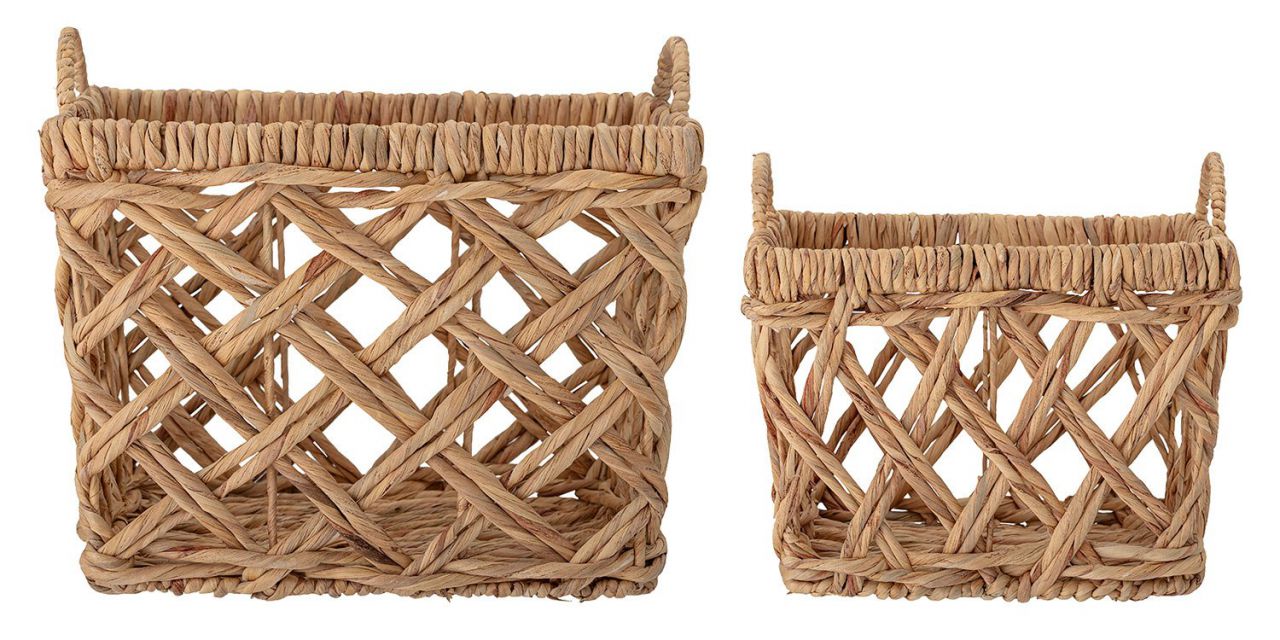 Bloomingville Sadia Korb mit Griff Wasserhyazinthe 2er Set Höhe 32...