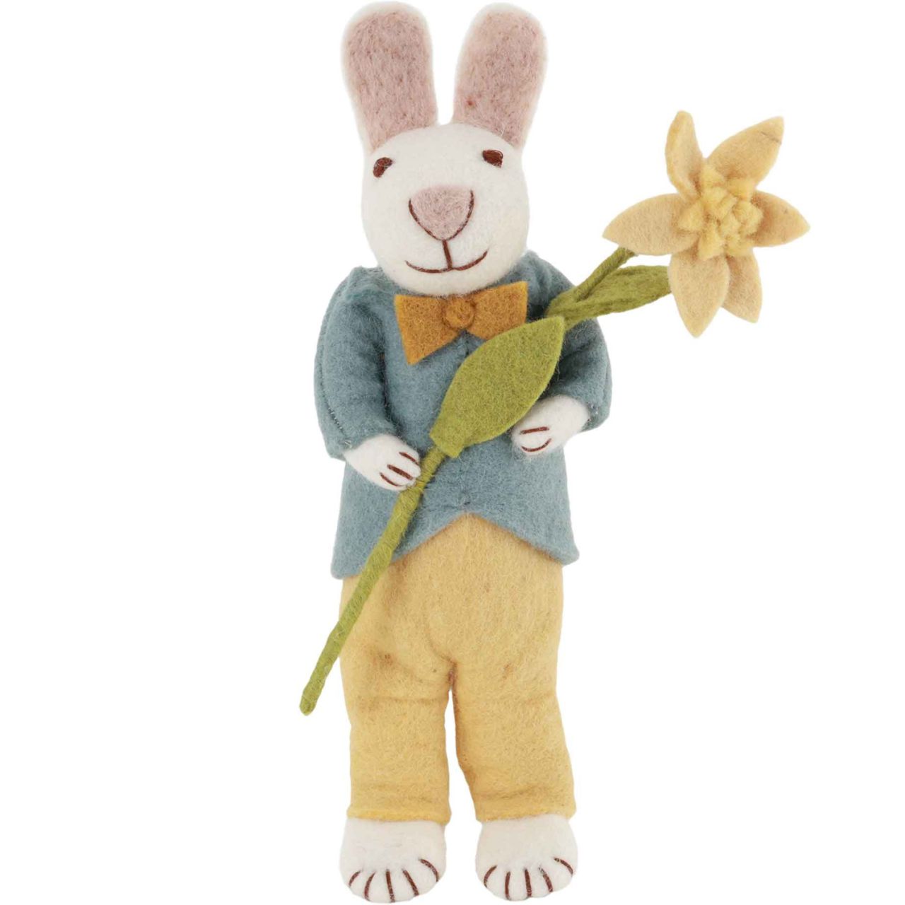Gry & Sif Osterhase blau, gelb Jacke, Fliege Narzisse Höhe 27 cm''