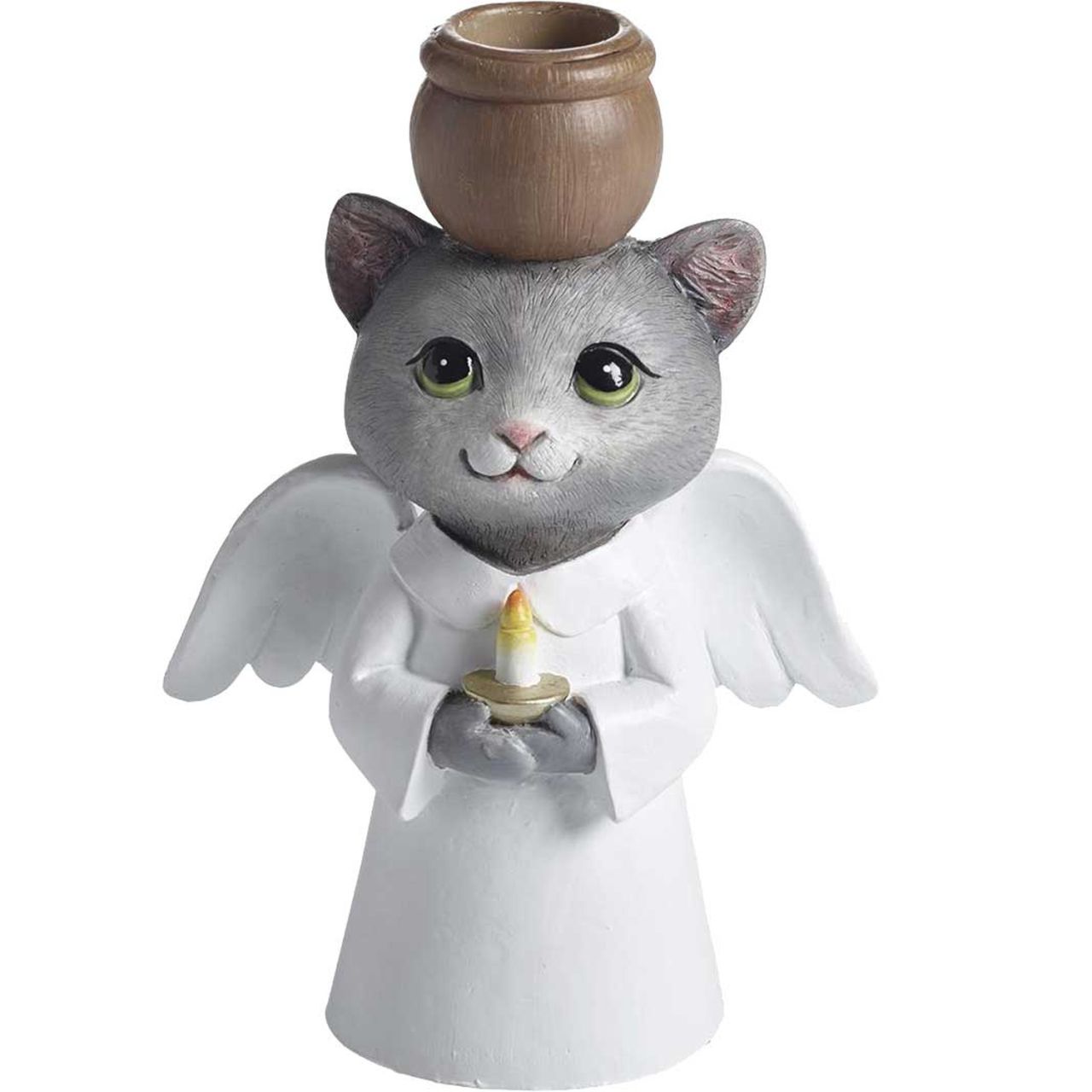 Nääsgränsgården Katze als Engel Kerzenständer Höhe 14,8 cm weiß,...