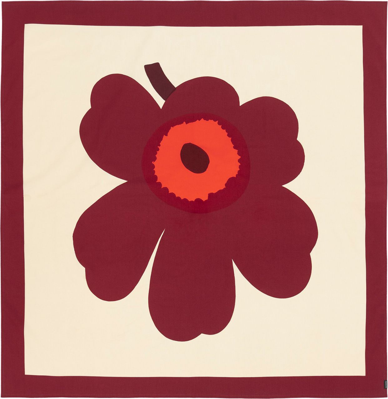 Marimekko Unikko Tischdecke 140x140cm vanille, burgunder (Öko-tex)''