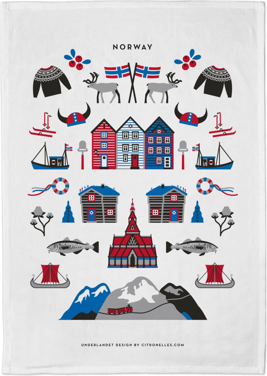 Citronelles Norwegen Geschirrtuch 50x70 cm rot, blau, weiß''