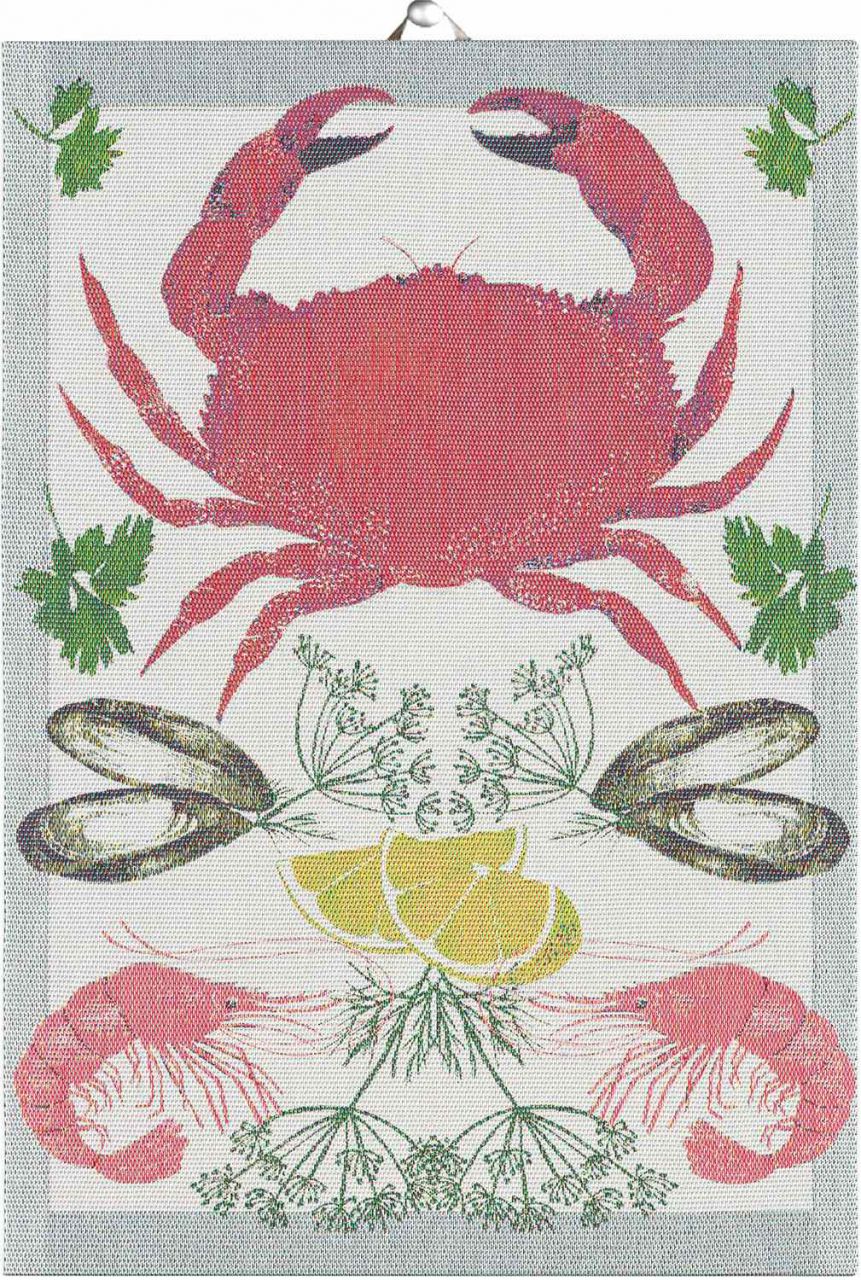 Ekelund Maritim Meeresfrüchte Geschirrtuch (Öko-Tex) 35x50 cm rot,...