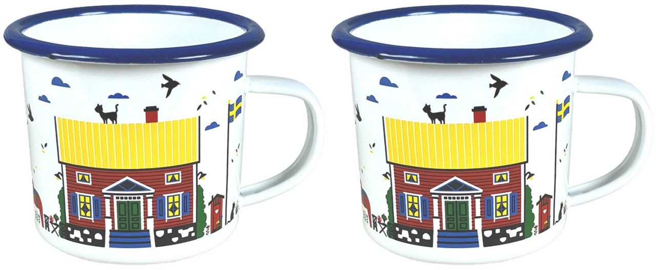 Citronelles Schweden Falunrotes Haus Tasse / Becher Emaille 0,3 l...