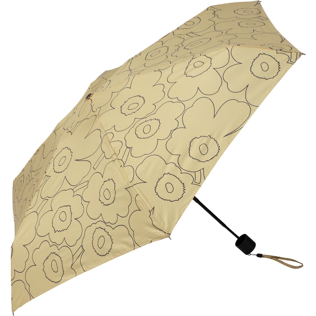 Marimekko Unikko Piirto Mini Regenschirm manuell beige, schwarz''