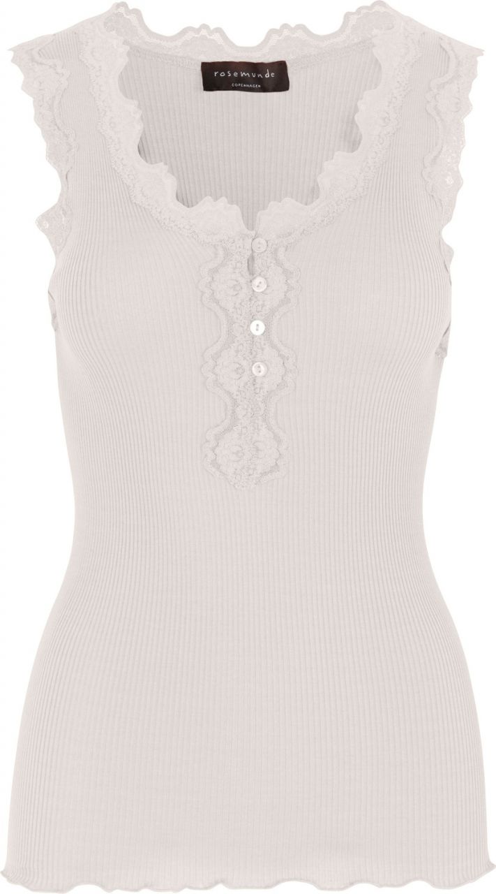 Rosemunde Copenhagen Damen Top Seide breite Spitze Knopfleiste...