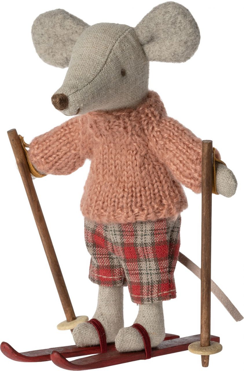 Maileg Maus Winter mit Ski Große Schwester Höhe 13 cm mehrfarbig''