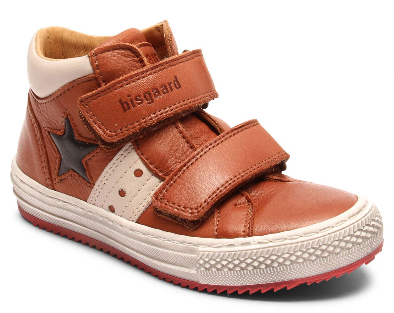 Bisgaard Jungen Kinder Ledersneaker mit Klettverschluß / rote...