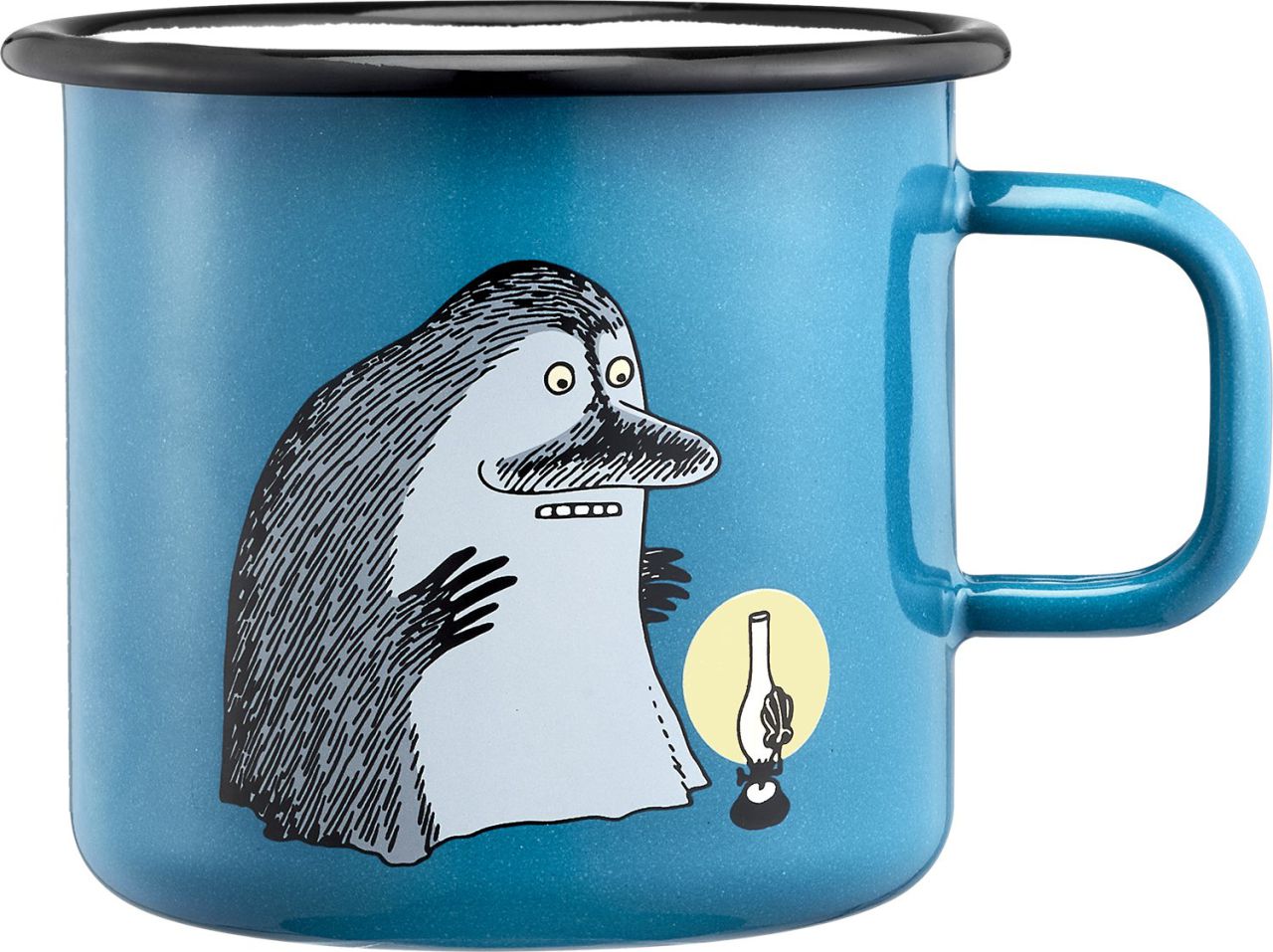 Muurla Mumins Groke Tasse / Becher Emaille 0,55 l türkis, schwarz,...
