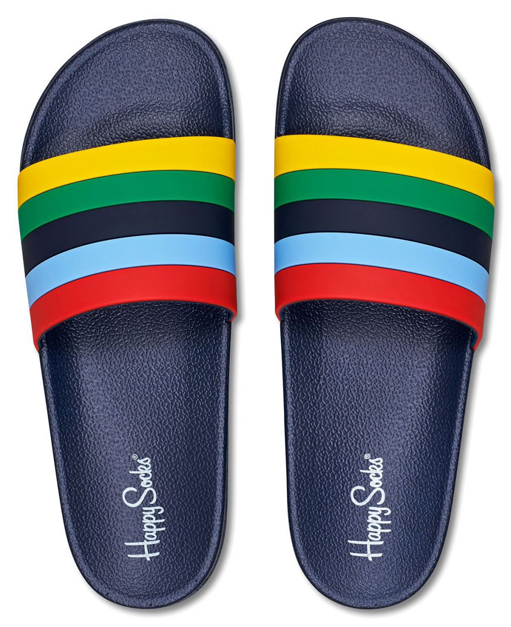 Happy Socks Unisex Badesandale Stripes dunkelblau''